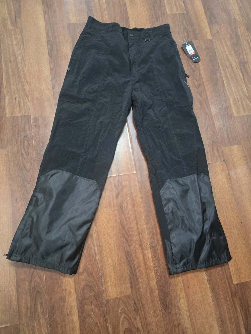 HEAD Snow Pants Mens Small Black Nylon Lined Elastic Waist Ski Winter Pockets